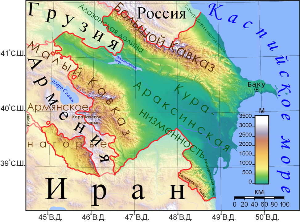 Карты Азербайджана Fiz_karta_Azerbaidzhana